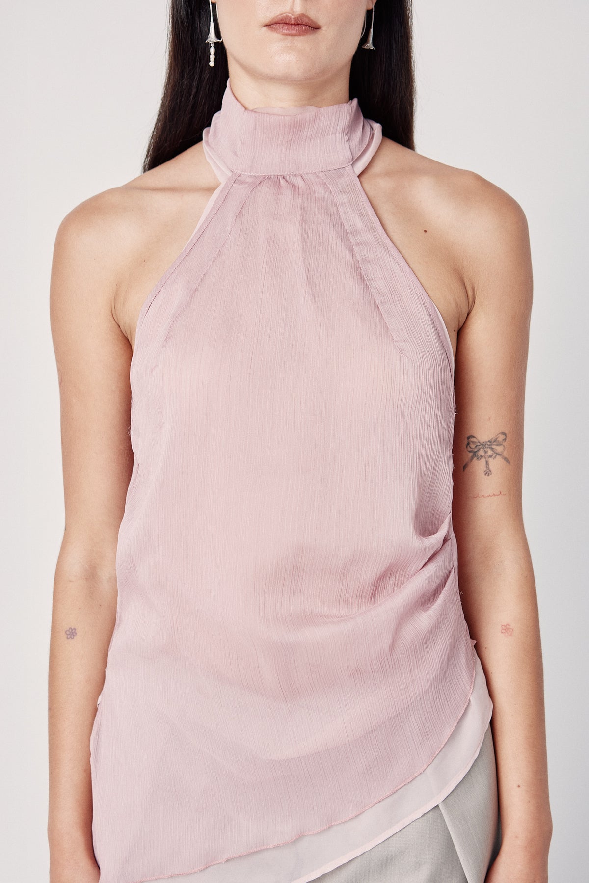Plissé Tie Halter Top