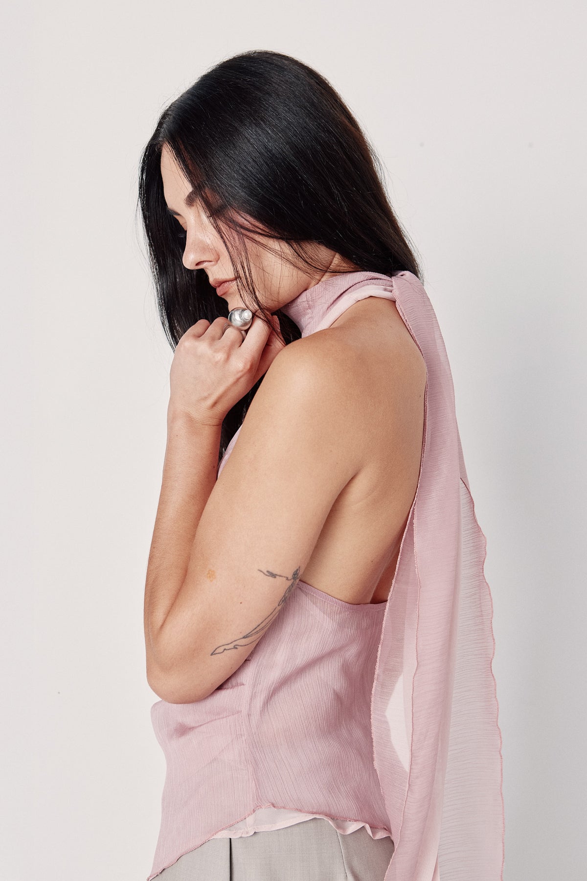 Plissé Tie Halter Top