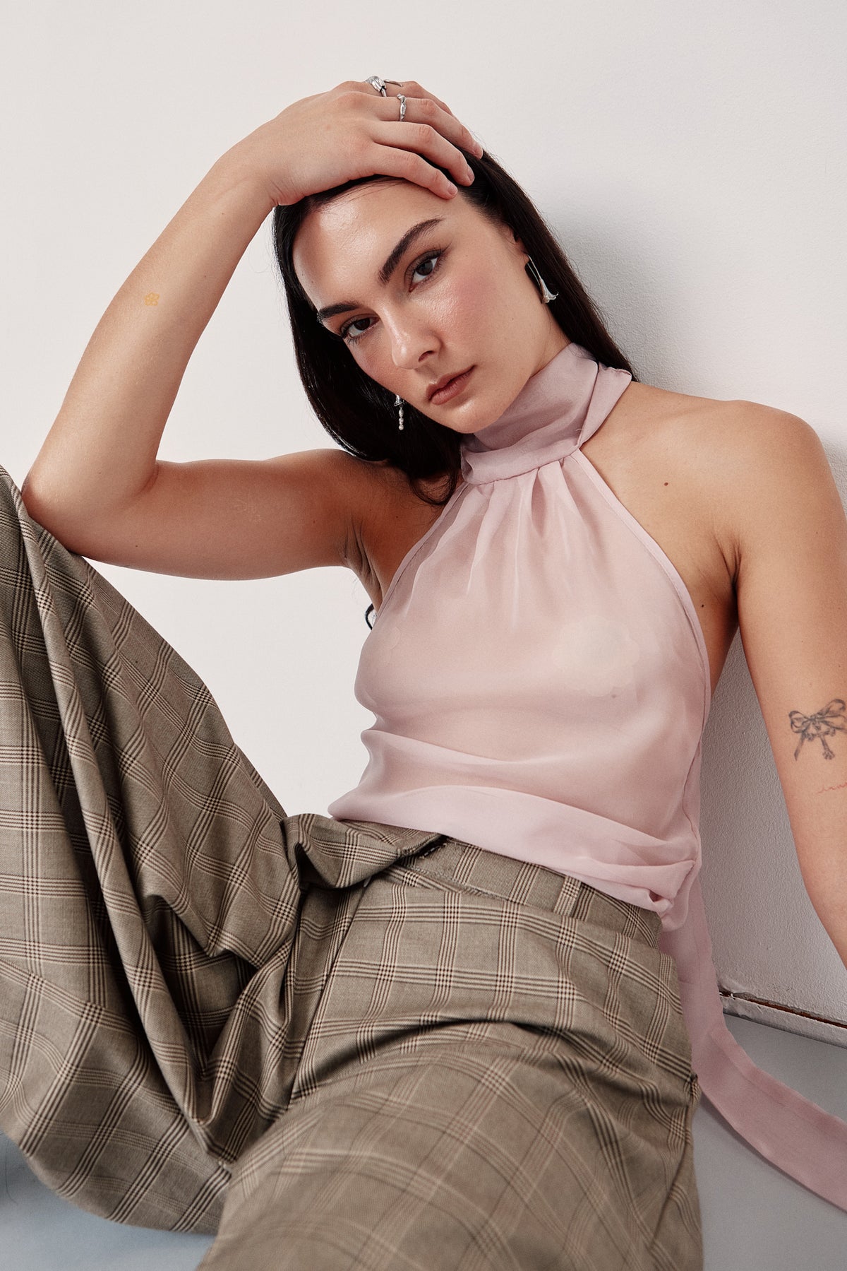Sheer Tie Halter Pink