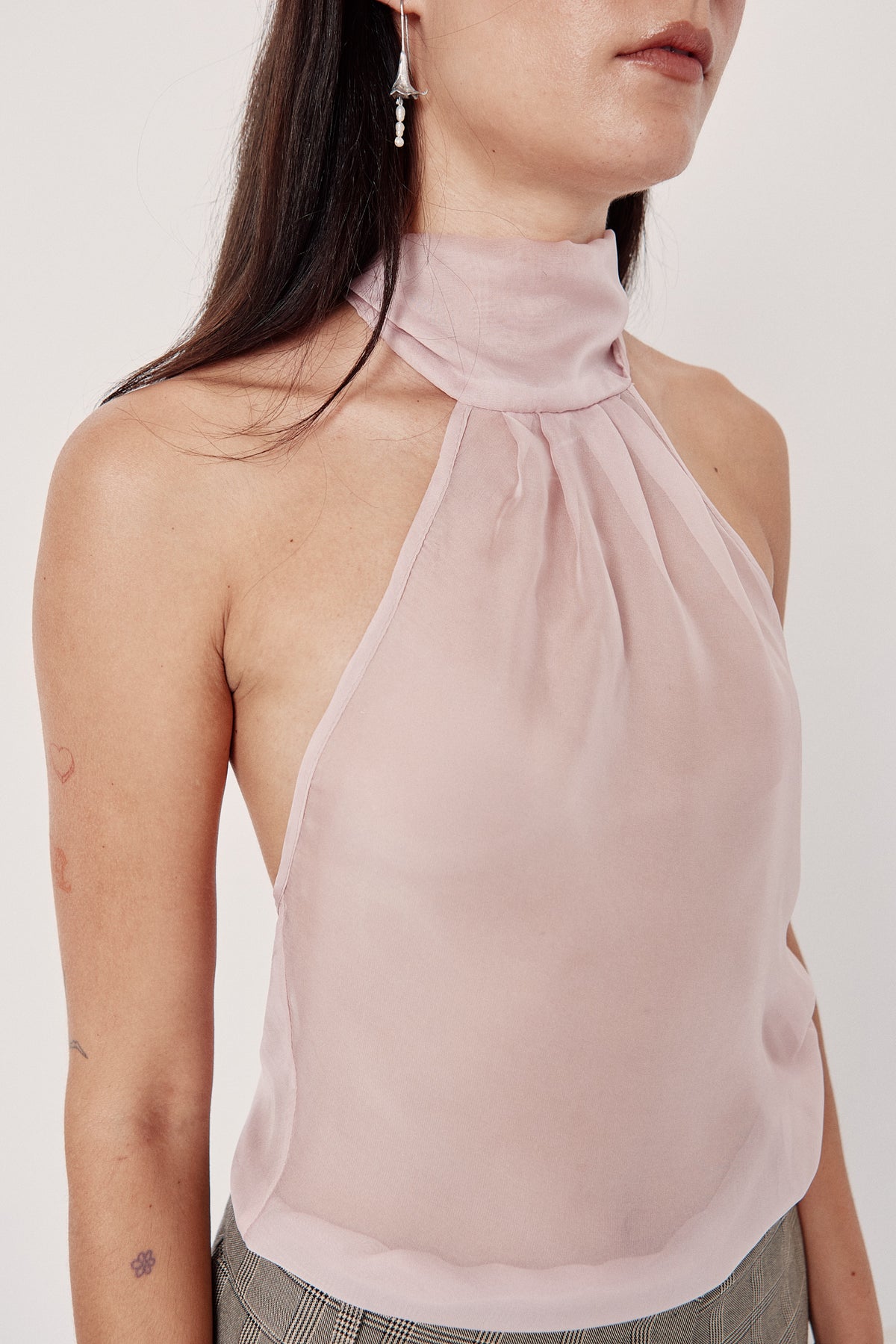 Sheer Tie Halter Pink