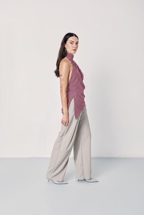 Berry Silk Halter Top